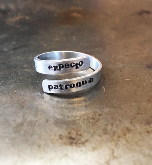 "Expecto Patronum" handmade aluminum wrap ring