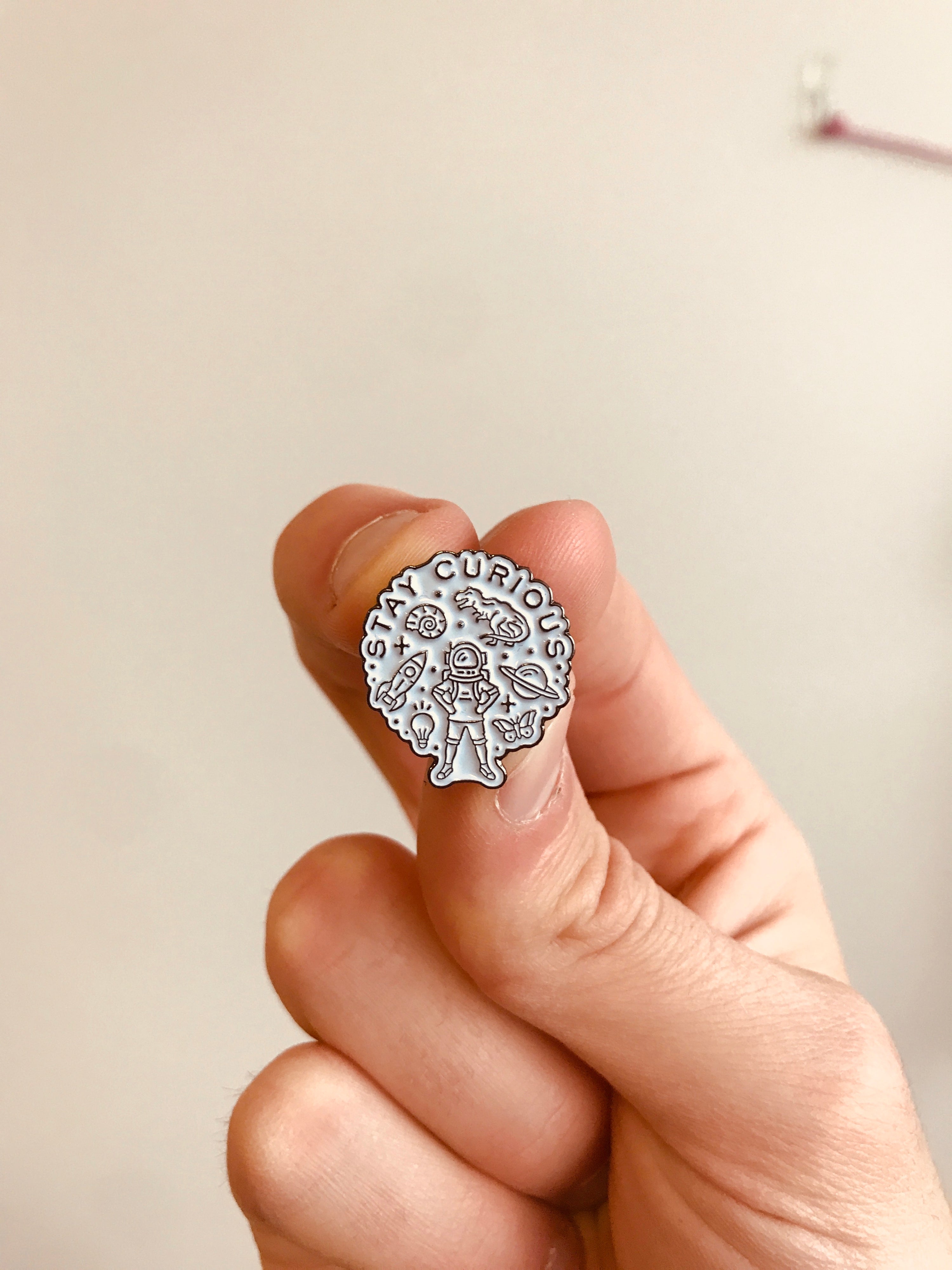 Stay Curious enamel pin